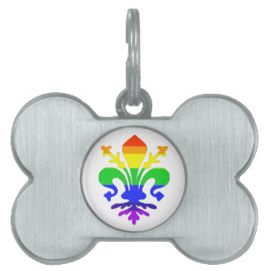 Placa Para Mascotas Estilizada flor arcoiris de Lis