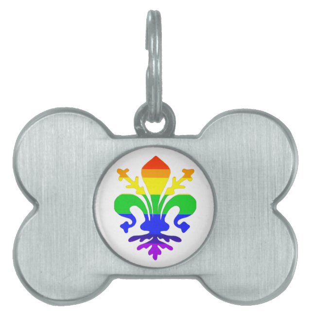 Placa Para Mascotas Estilizada flor arcoiris de Lis (Frente)