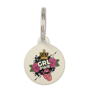 Placa Para Mascotas Estilo de tatuaje de alimentación del Chica