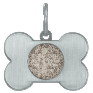 Placa Para Mascotas Estilo del desierto Camuflaje digital de píxeles b