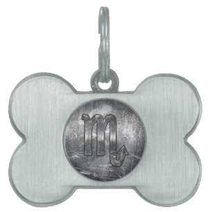 Placa Para Mascotas Estilo industrial alterado de Rótulo zodiaco Scorp