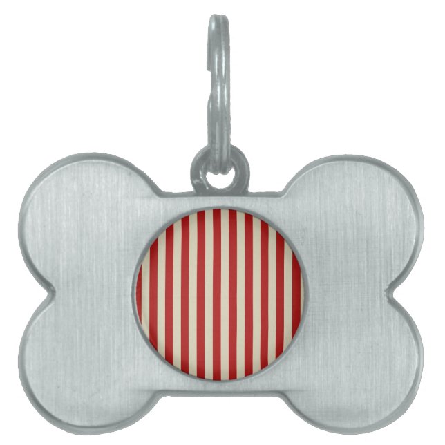 Placa Para Mascotas Estilo retro PopCorn Vertical Stripes clásicas (Frente)