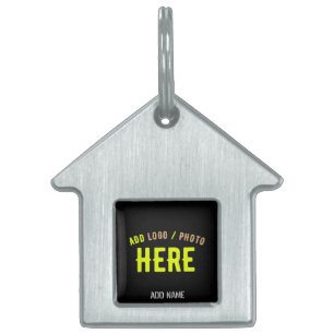 PLACA PARA MASCOTAS ESTILOSO MODERNO PERSONALIZABLE NEGRO MARCADO VERI