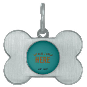 PLACA PARA MASCOTAS ESTILOSO MODERNO PERSONALIZADO VERDE TEAL MARCA VE
