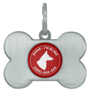 Placa Para Mascotas Estoy Ciego- Perro Con Ojos Cerrados Y Orejas Ergu