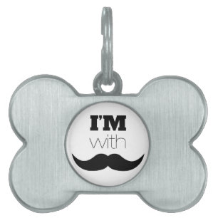 Placa Para Mascotas Estoy con Mustache