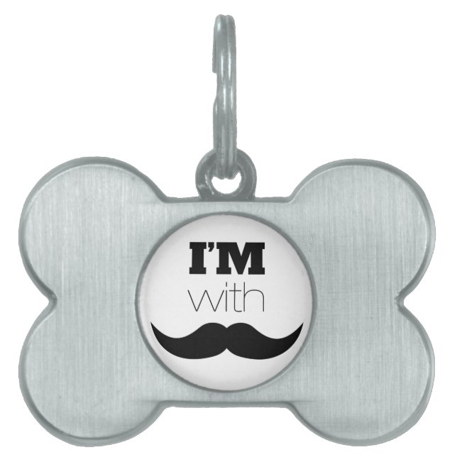 Placa Para Mascotas Estoy con Mustache (Frente)