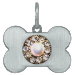 PLACA PARA MASCOTAS ESTRELLA DE DIAMANTE IMPRESO CON PERLA