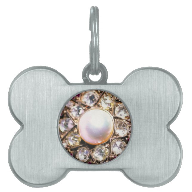 PLACA PARA MASCOTAS ESTRELLA DE DIAMANTE IMPRESO CON PERLA (Frente)