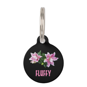 Placa Para Mascotas estrella de personalizable lirios orientales rosad