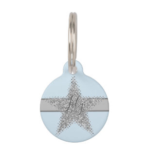 Placa Para Mascotas Estrella de plata brillante