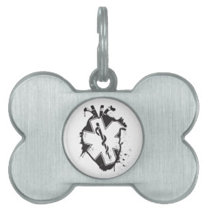 Placa Para Mascotas estrella de vida corazón anatómico