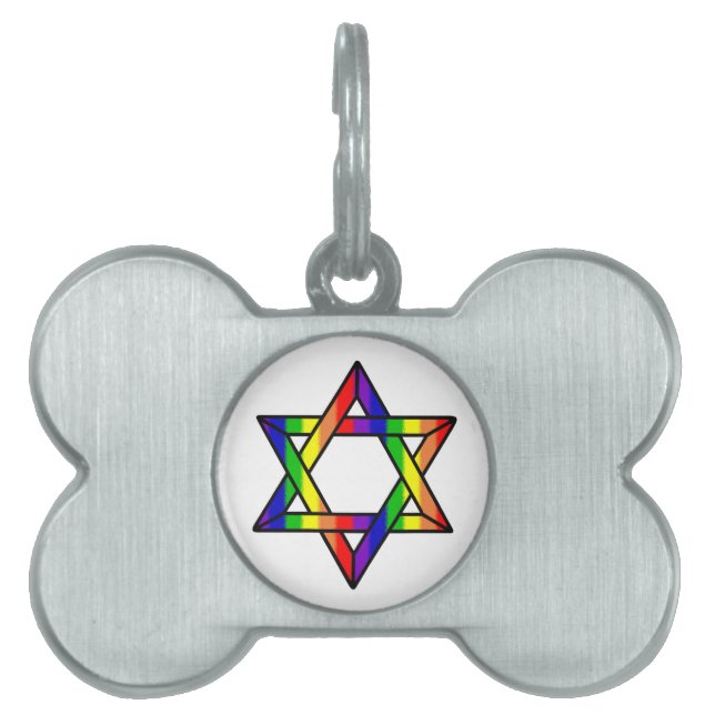 Placa Para Mascotas Estrella traslapada del arco iris Zazzle.png de (Frente)