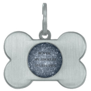 Placa Para Mascotas Estrellas Azules de Acero Oscuro