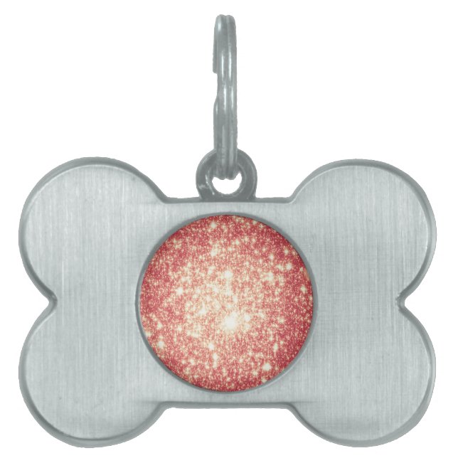 Placa Para Mascotas Estrellas de Champán de Melocotón (Frente)