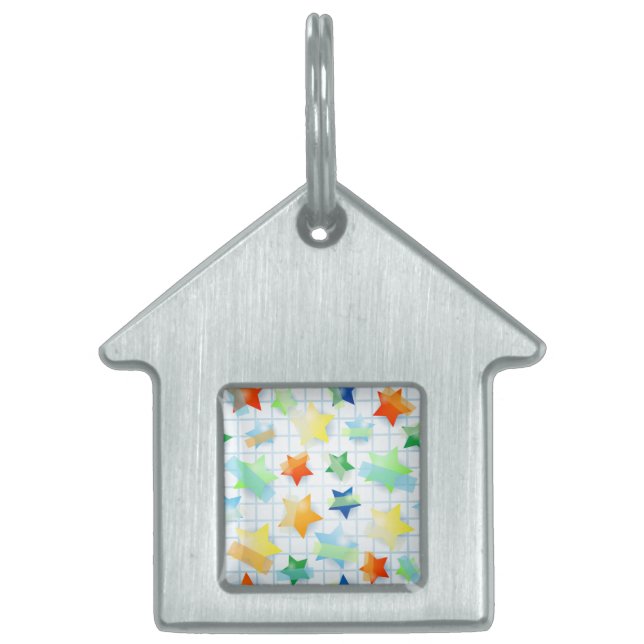 Placa Para Mascotas Estrellas de papel (Frente)