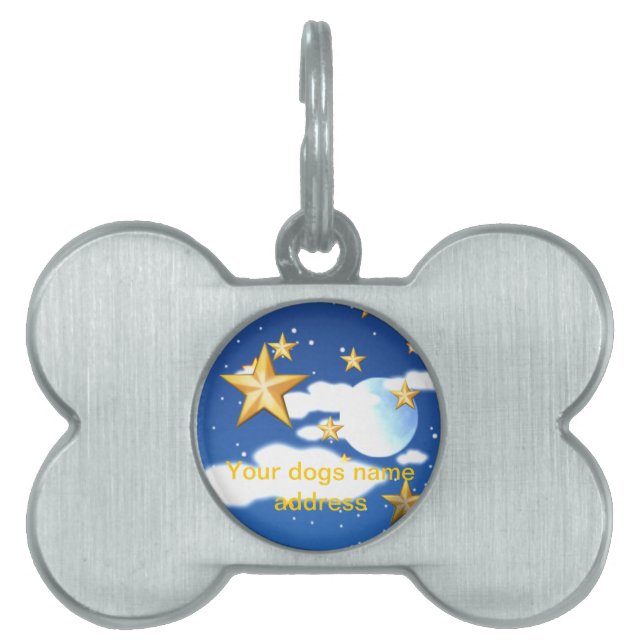 Placa Para Mascotas Estrellas Doradas - (Frente)