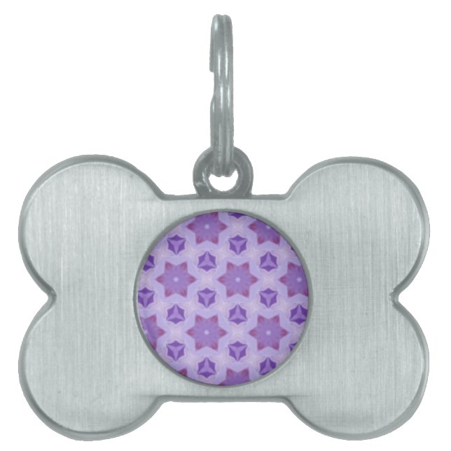 Placa Para Mascotas Estrellas púrpuras (Frente)