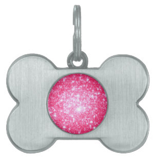 Placa Para Mascotas Estrellas Rosadas Brillantes