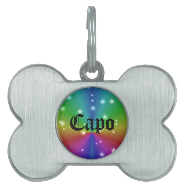 Placa Para Mascotas Estrellas sobre el arcoiris (Frente)