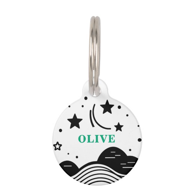 Placa Para Mascotas Estrellas únicas personalizables (Anverso)