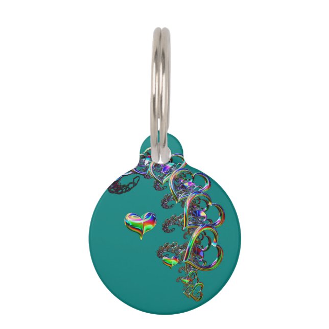 Placa Para Mascotas Ethereal Cascada de Hearts Pet Bowl (Anverso)