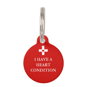 Placa Para Mascotas Etiqueta alerta médica del mascota del corazón