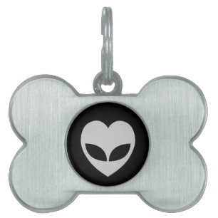 Placa Para Mascotas Etiqueta Alien Love Heart Pet ID