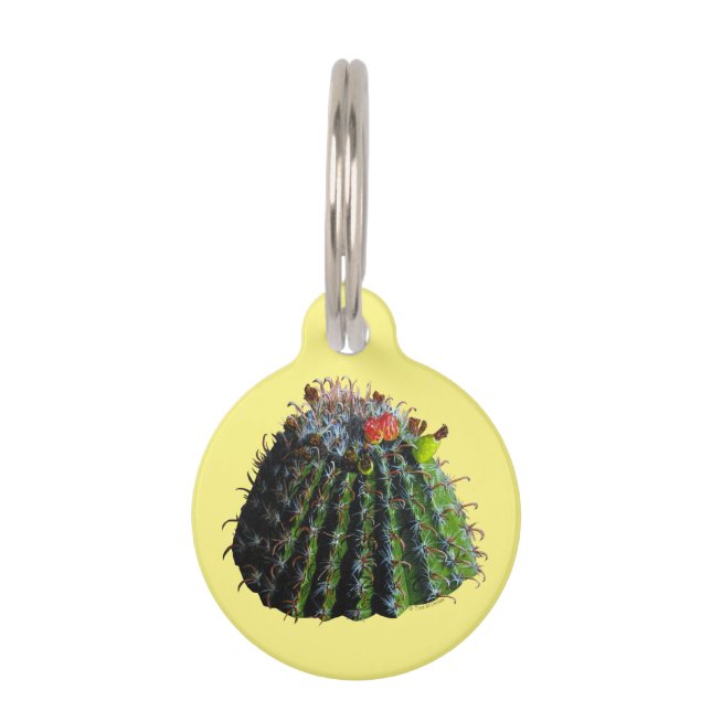 Placa Para Mascotas Etiqueta Cactus Round Pet (Anverso)