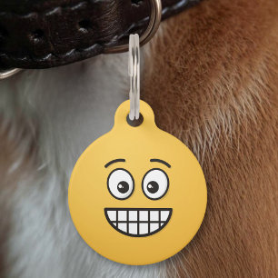 Placa Para Mascotas Etiqueta con nombre de Cara sonriente con ojos abi