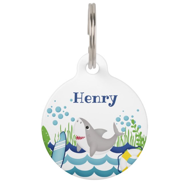 Placa Para Mascotas Etiqueta Cute Ocean Tropical Tema de mascota (Anverso)
