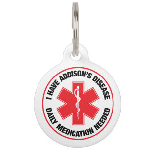 Placa Para Mascotas Etiqueta de alerta médica para la enfermedad de Ad