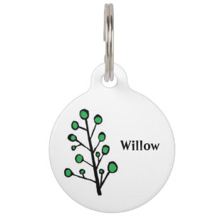 Placa Para Mascotas Etiqueta de árbol de punto verde