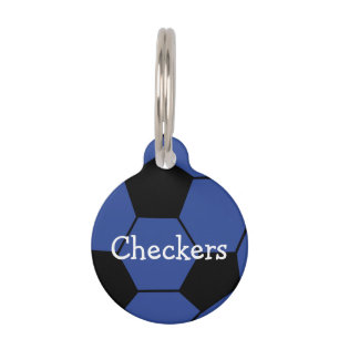 Placa Para Mascotas Etiqueta de encargo azul del mascota de Soccerball
