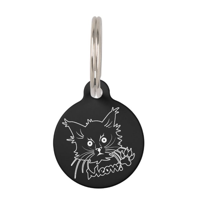 Placa Para Mascotas Etiqueta de encargo del mascota del gato negro (Anverso)