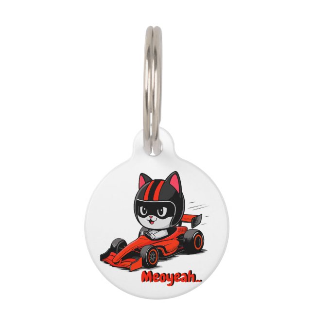 Placa Para Mascotas Etiqueta de gato redondo  (Anverso)