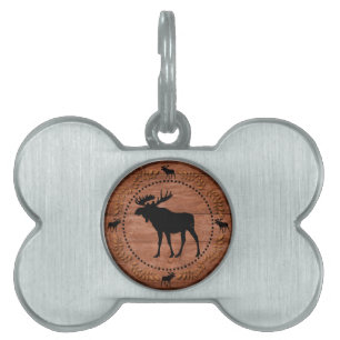 Placa Para Mascotas Etiqueta de hueso mascota de círculo de alce de ma