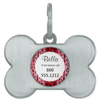 Placa Para Mascotas Etiqueta de identidad de Mascota de leopardo rojo