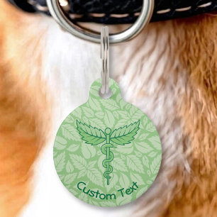 Placa Para Mascotas Etiqueta de identificación de caduceo con fondo de