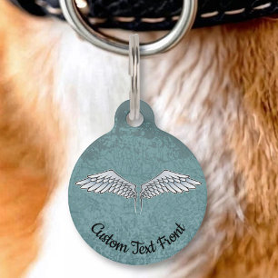 Placa Para Mascotas Etiqueta de identificación de mascota con alas gri