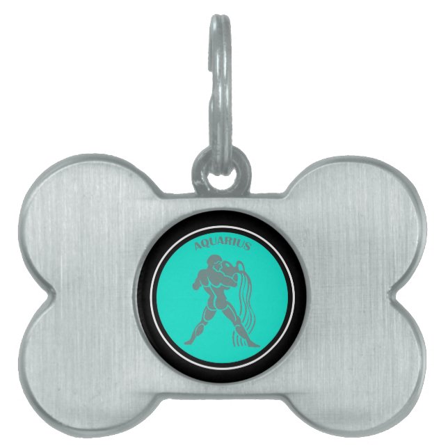 Placa Para Mascotas Etiqueta de identificación de Mascota de Aquarius (Frente)