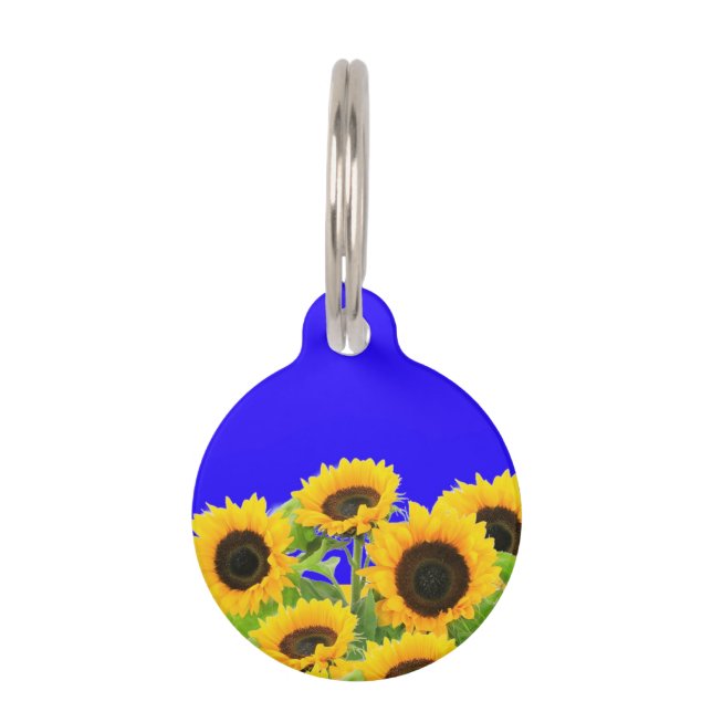 Placa Para Mascotas Etiqueta de identificación de mascota de girasoles (Anverso)