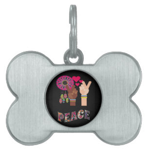 Placa Para Mascotas Etiqueta de identificación de mascota de paz