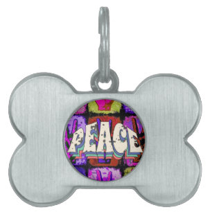 Placa Para Mascotas Etiqueta de identificación de mascota de paz