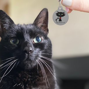 Placa Para Mascotas Etiqueta de identificación de mascota gris de gati