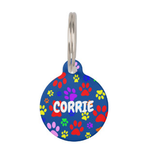 Placa Para Mascotas Etiqueta de identificación de mascota redonda azul