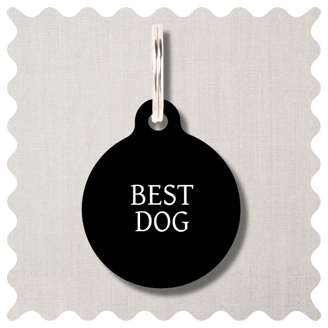 Placa Para Mascotas Etiqueta de identificación de mascotas para perros (Best Dog Wedding Dog Pet ID Tag. Modern Black Simple Typography.)