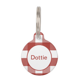 Placa Para Mascotas Etiqueta de identificación de mascotas Red Gingham