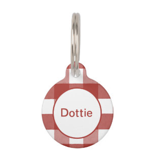 Placa Para Mascotas Etiqueta de identificación de mascotas Red Gingham