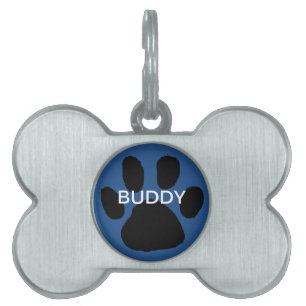 Placa Para Mascotas Etiqueta de identificación de perro con huella de